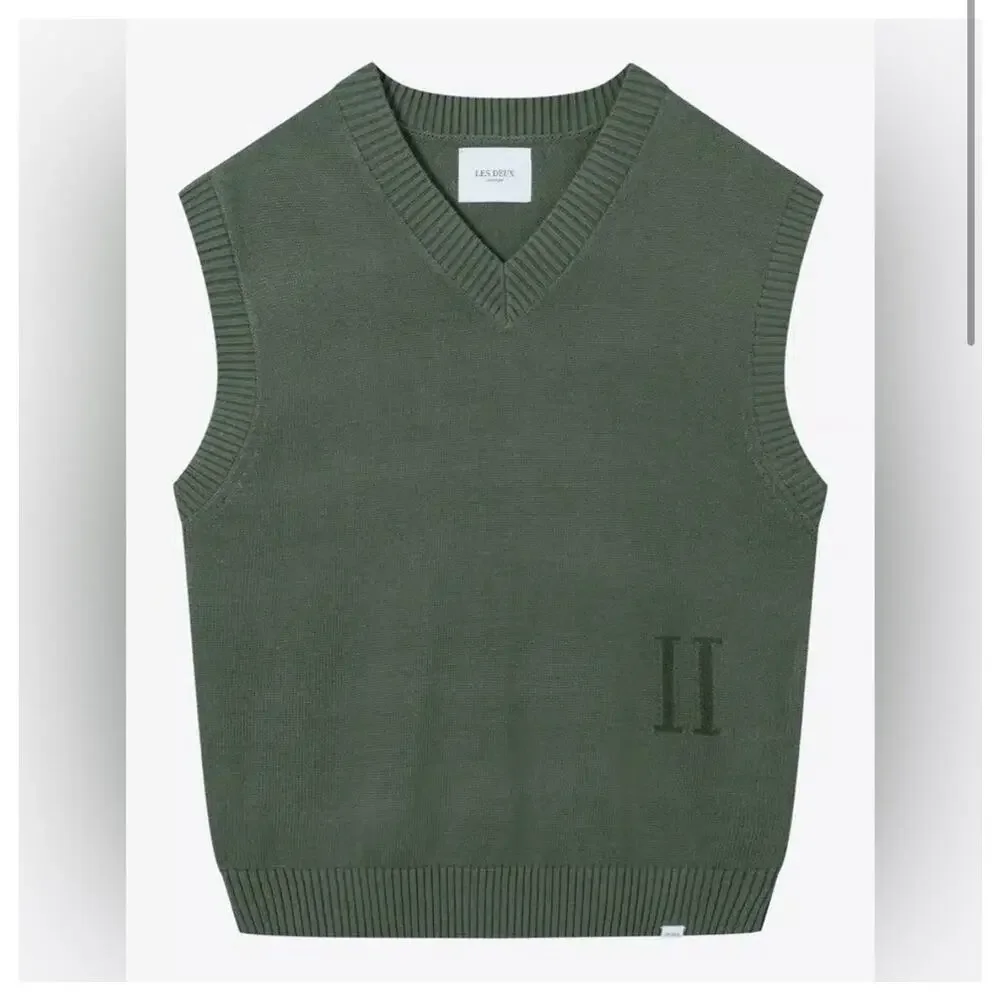 LES DEUX KNIT VEST SCANDINAVIAN STREETWEAR OVERSIZE FIT LINEN BLEND MEN SIZE M